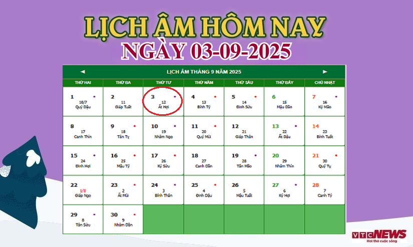 lich am 3 9 2025 16365607 - Âm Lịch Hôm Nay 3/9/2025: Ngày Câu Trận Hắc Đạo, Cần Tránh Khởi Tạo Việc Lớn